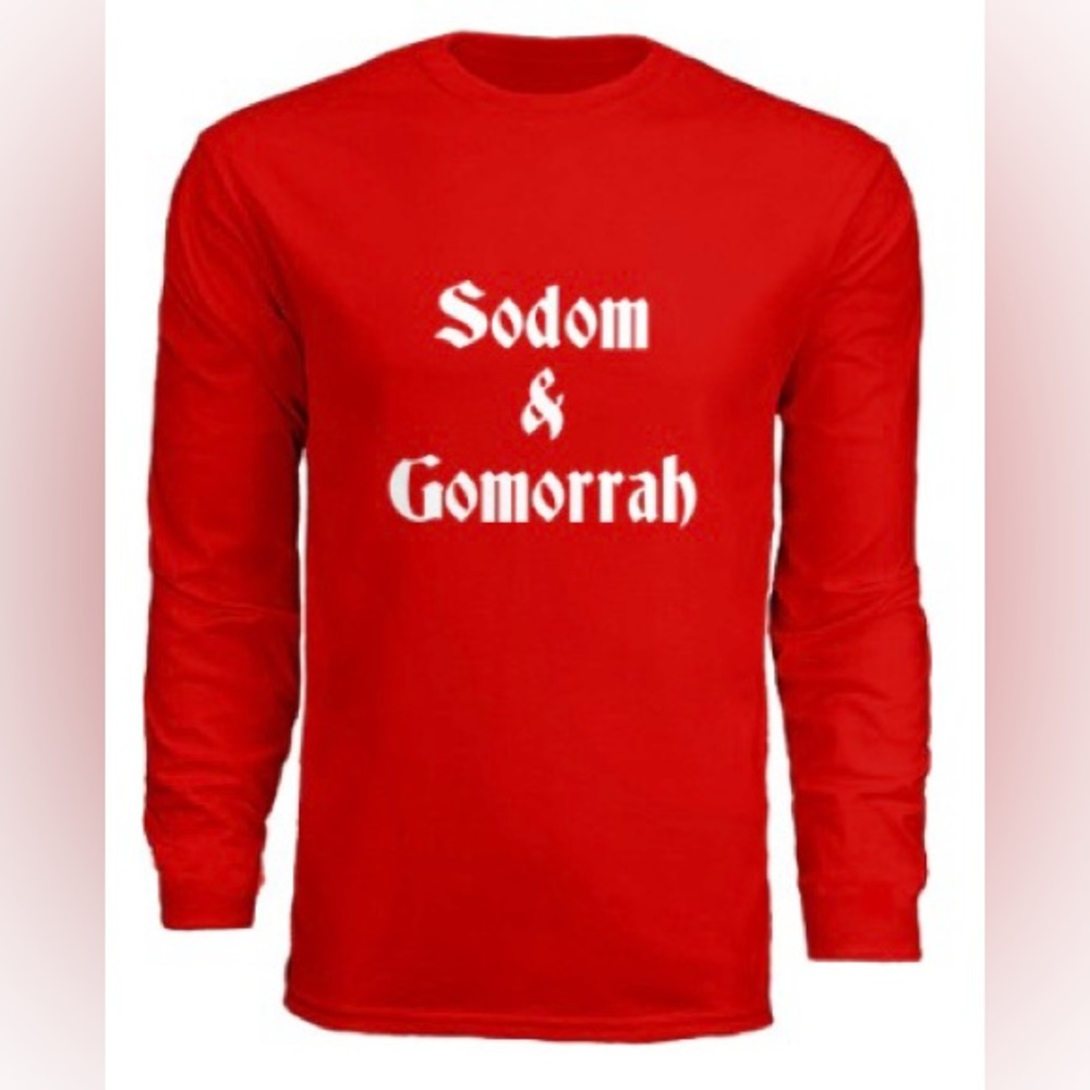 Men’s Sodom & Gomorrah red or black long-sleeved T-shirt